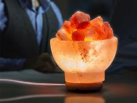 Лампа солевая Огненная Ваза на деревянной подставке