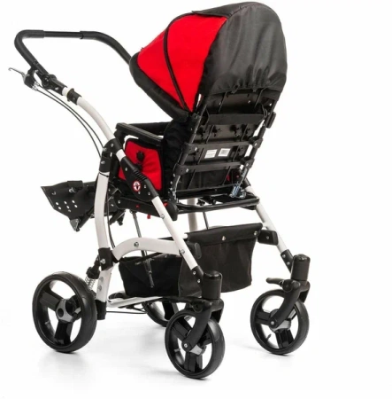 Кресло-коляска для детей-инвалидов JUNIOR PLUS Р.2 литые колёса черно-красный (марка)