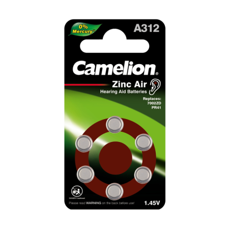 Батарейка для слухового аппарата ZA312 BL-6 Camelion