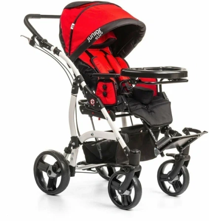 Кресло-коляска для детей-инвалидов JUNIOR PLUS Р.2 литые колёса черно-красный