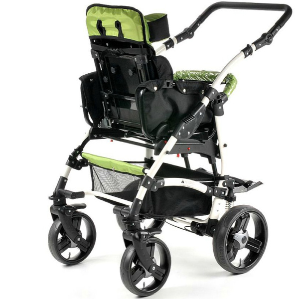 Кресло-коляска для детей-инвалидов JUNIOR PLUS Р.2 литые колёса черно-зеленый (марка)