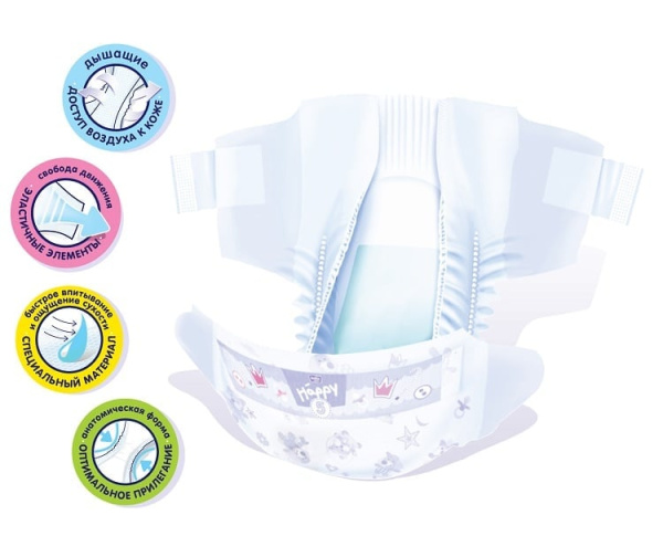 Подгузники Happy для детей 8-18кг №12