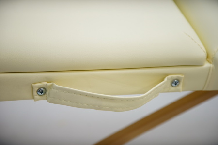 Складной массажный стол на деревянном каркасе Кремовый