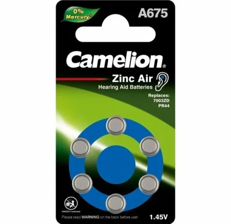 Батарейка для слухового аппарата ZA675 BL-6 Camelion