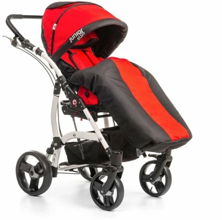 Кресло-коляска для детей-инвалидов JUNIOR PLUS Р.2 литые колёса черно-красный (марка)